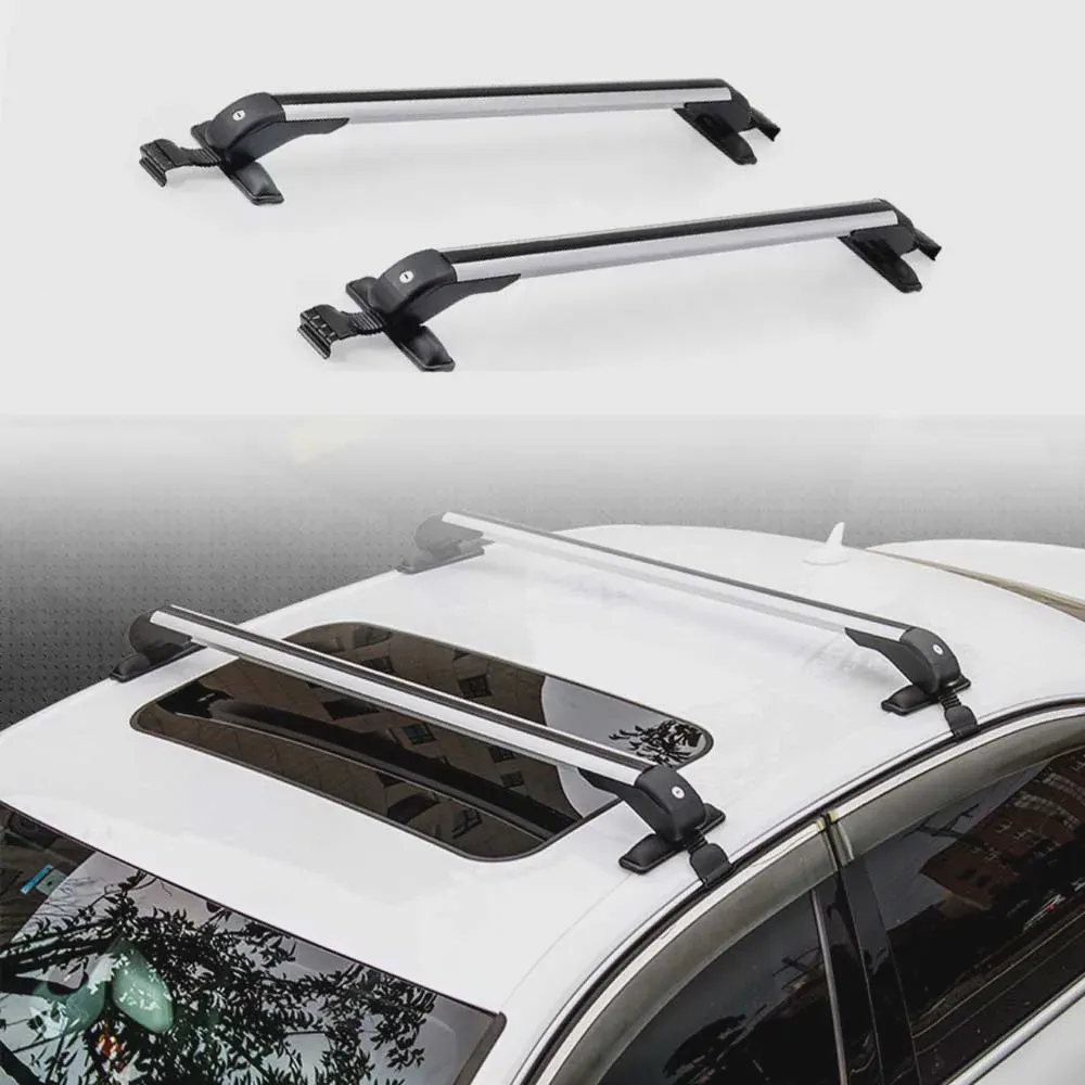 Серебристая перекладина подходит для Subaru Impreza GG 2000-2007 Багажник Багажник на крыше с фиксатором 2шт-0