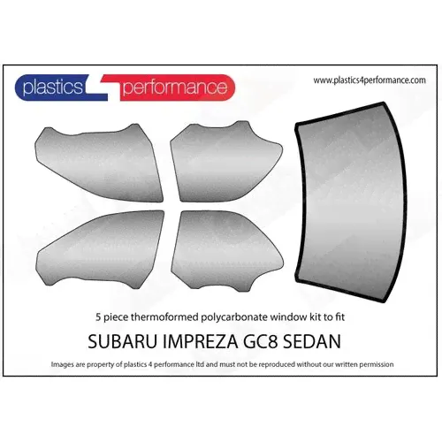 Plastics 4 Performance Комплект пластиковых стекол для Subaru Impreza GC sedan (5 PC KIT + 2 SLIDERS) (1993-2000)
