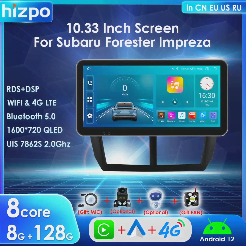 Hizpo Android 12 Авто Carplay для Subaru Forester 3 SH Impreza GH GE 2008-2014 Автомобильный Радио Мультимедийный Плеер 2din 10,33 "Стерео 4G-0