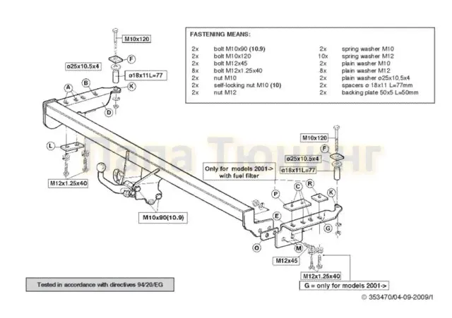 Фаркоп Brink шар BMA съёмный для Subaru Impreza 2000-2007
