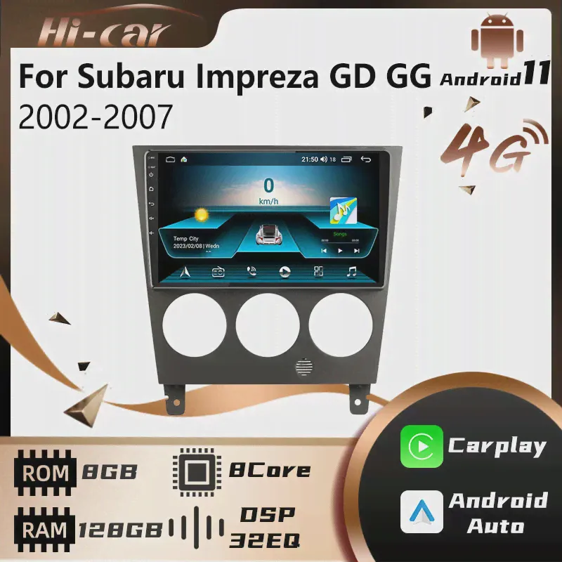 Автомобильное радио Android 2 Din, стерео для Subaru Impreza GD GG 2002-2007, Мультимедийный плеер, навигация, GPS, головное устройство Android с рамкой