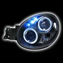 Оптика передняя "ангельские глазки", линза, черная, Subaru Impreza 2000-2003